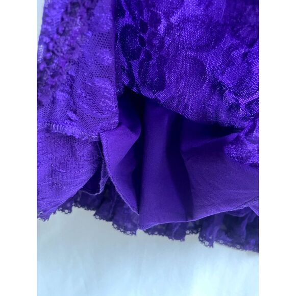 Vintage New Concept Purple Lace Overlay Mini Dress Fit n Flare Size L Retro Cute - Picture 7 of 10